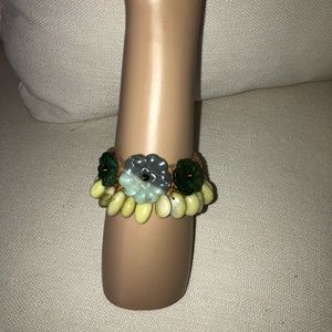 Natural stone crochet flowers bracelet